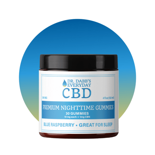 Dr. Dabb's Every Day CBD Premium Nighttime Gummies - Blue Raspberry - 30 gummies with 10mg CBD each + 1mg CBN